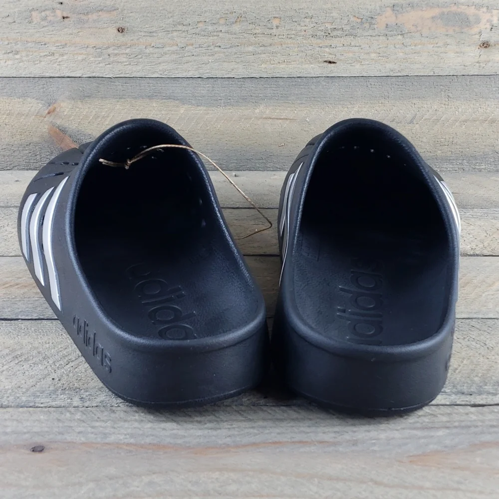 adidas Adilette Clogs Slip On Clogs For Everyday Comfort Black Silver - Picture 5 of 10